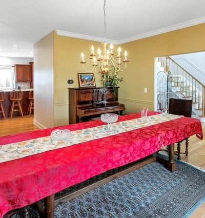 The spacious Dining Room accommodates a 10-foot table.