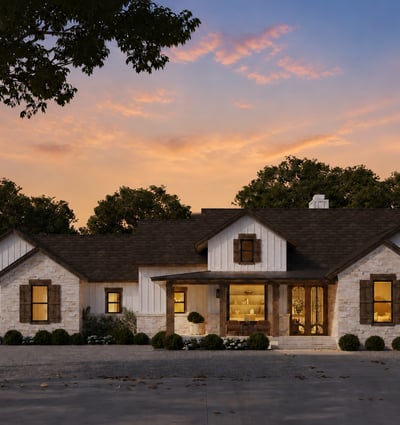 Stunning home featuring a welcoming facade, modern design, and beautiful landscaping in a tranquil setting.