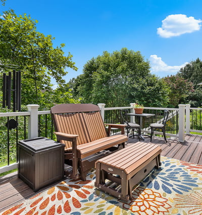 Trex Deck off Family Room with Stairs to Patio