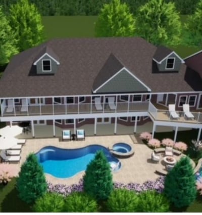 Rendering of the addition of a pool.