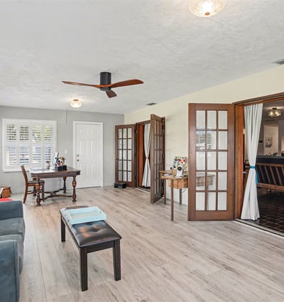 Bonus Room, at the rear of the house, faces east to watch the sunrise!