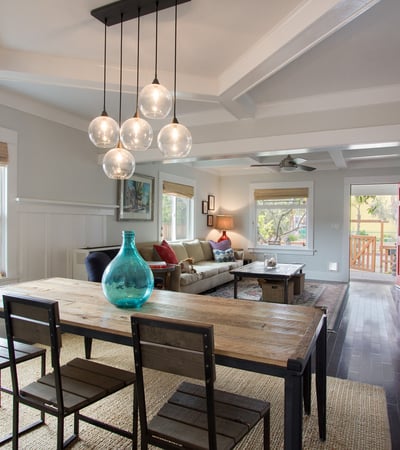 Dining area flows from kitchen into living room. Open floor plan.