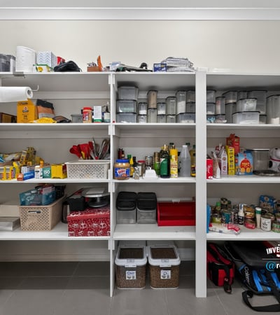 Spacious pantry featuring ample shelving and organized storage for all your cooking essentials and pantry items.
