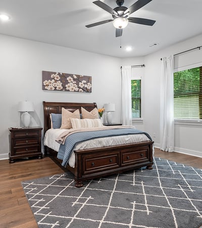 Primary bedroom with upgraded bay windows