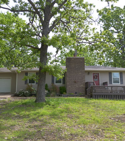 Front elevation, 3br, 2 bath ranch house