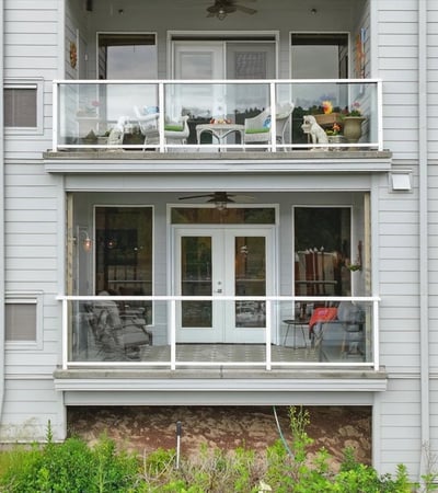 Motorized Remote Controlled Balcony Screen in Up Position