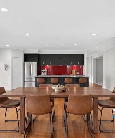 Modern kitchen and dining area with sleek finishes, perfect for entertaining and everyday living.