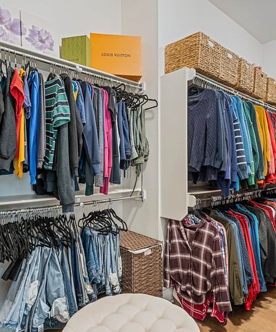 Extra large walk in closet primary bedroom.
