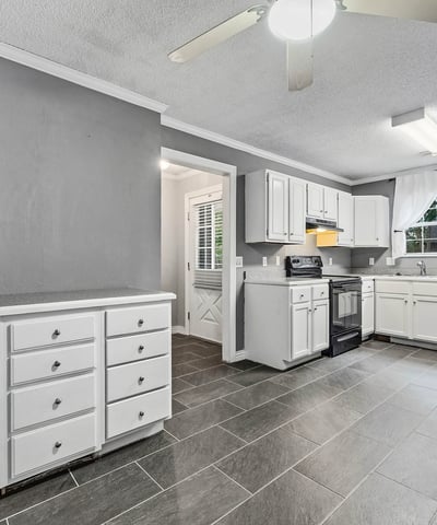Dining area with built-in sideboard