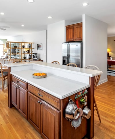 View from the Kitchen to the kitchen dining area and the Family Room.