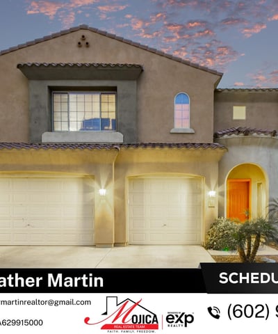 This stunning twilight photo showcases the inviting entry, expansive driveway, and thoughtfully designed fa ade. With energy-efficient features and a private backyard pool, this Glendale home offers the complete package.