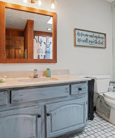 Guest bathroom which has a newer skylight to allow for optimal natural light!