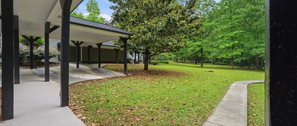 Spacious outdoor patio area.
