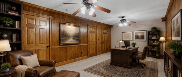 Virtually staged photo showing the room as an office.