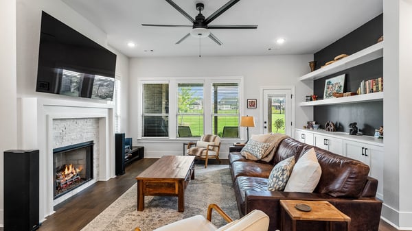 Living Room with Cozy Gas Fireplace and Built-ins