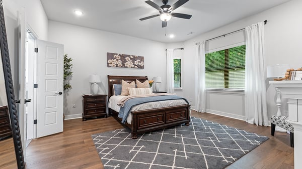Primary bedroom with upgraded bay windows