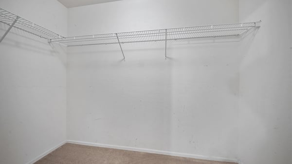 Expansive walk-in closet provides excellent storage with built-in shelving and generous hanging space. An ideal feature for keeping wardrobes organized and easily accessible.