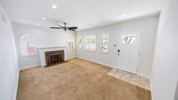 Custom plantation shutters, ceiling fan, built in speaker system