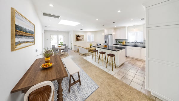 Virtually staged dining and family areas