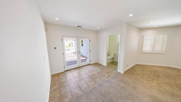 View towards backyard, guest bath