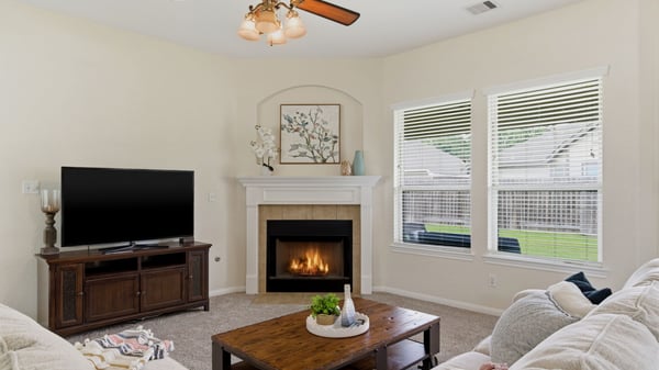 Beautiful gas fireplace perfect for cozy nights in.