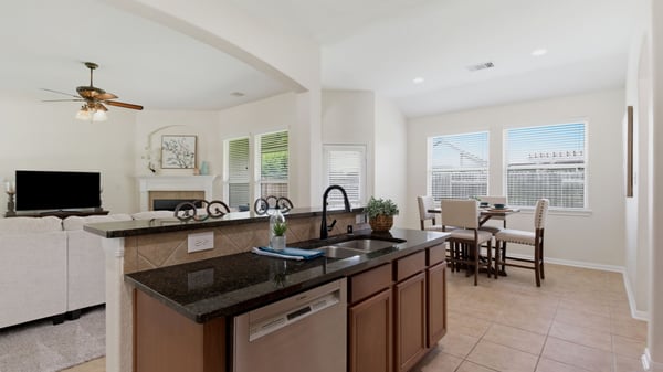 Lovely arched openings really elevate the space.