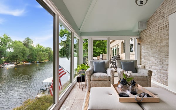 Sunroom with lake views
