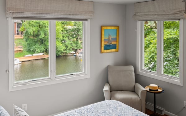 Lake views from primary bedroom