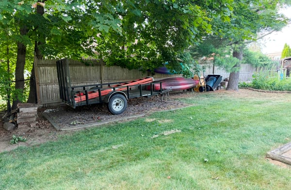 One of two gravel pads for storing equipment, etc.