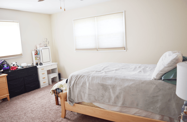 Bedroom 1 Carpet 2016, cordless shades & seller added attic hatch to this closet