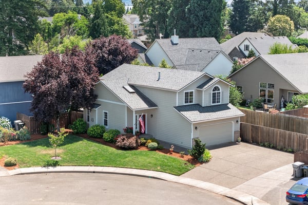Well-maintained home on a quiet cul-de-sac, featuring a spacious yard and mature landscaping.