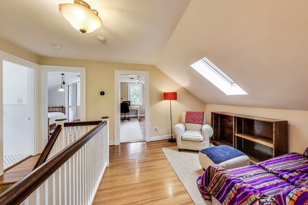 Cute little reading nook on each landing