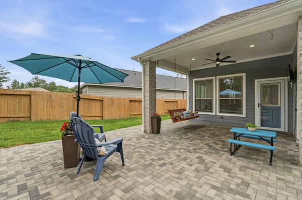 Stunning, extended paver back patio perfect for backyard BBQ parties!