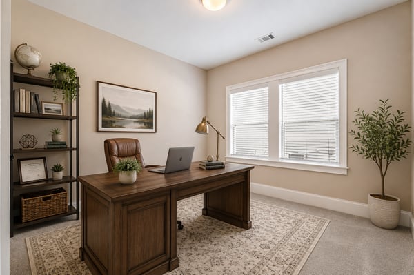 Secondary Bedroom Virtually Staged As An Office