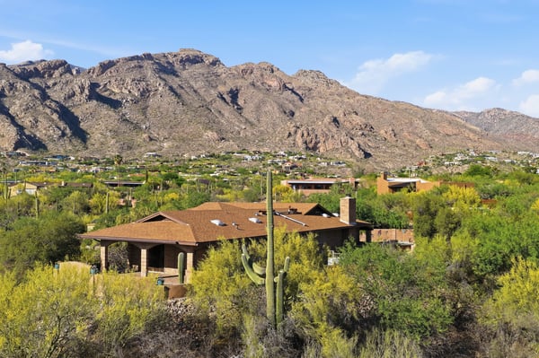Nestled in a vibrant desert landscape, this home offers stunning mountain views and abundant natural beauty.