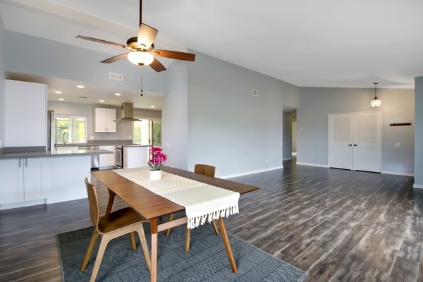 Spacious kitchen and dining area.