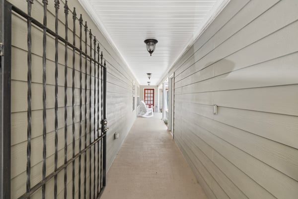 Covered exterior walkway - casita to the right and main entry ahead