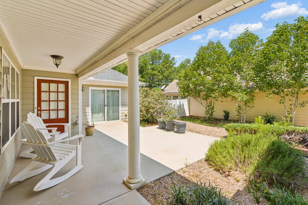 Enclosed courtyard and covered patio