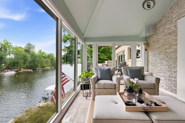 Sunroom with lake views