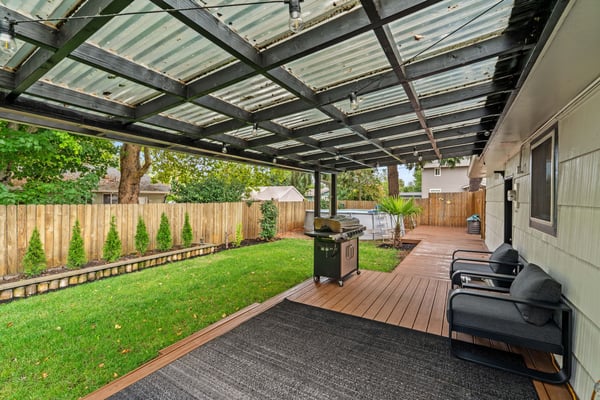 Covered Patio and Backyard