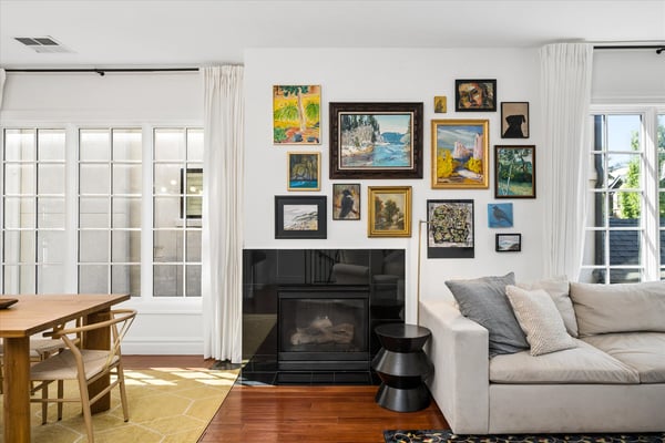 Cozy gas fireplace.