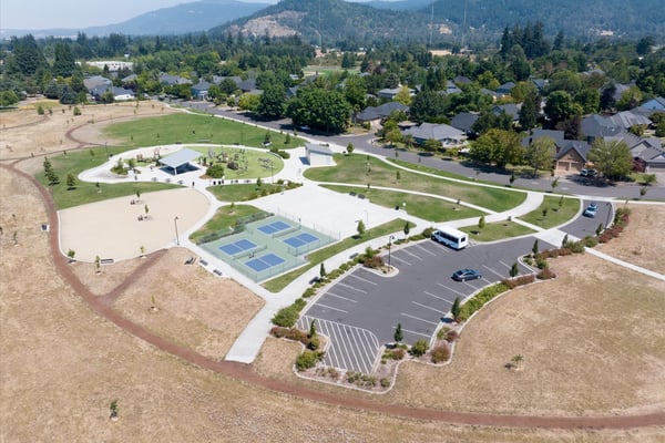 Aerial view of Stryker Field and Umso Park.