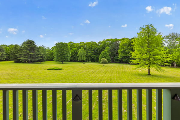 Spacious property featuring expansive green lawns and mature trees, perfect for outdoor activities and relaxation.