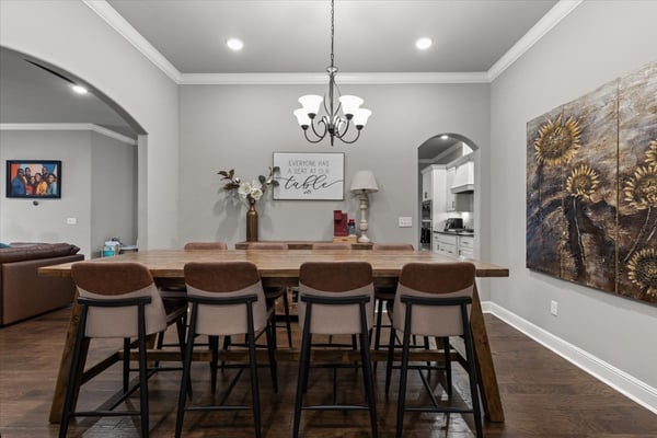 This inviting dining area features a spacious area perfect for gatherings and everyday meals.