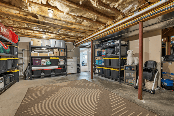 Lower Level Unfinished Space- Convenient for Storage