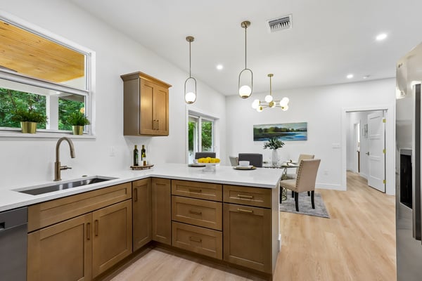 Modern kitchen featuring sleek cabinetry, ample natural light, and an open layout perfect for entertaining.