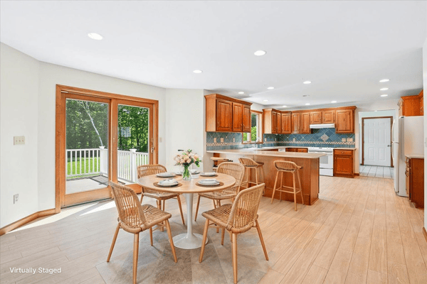 Bright and spacious kitchen featuring modern appliances, a large island, and abundant natural light.