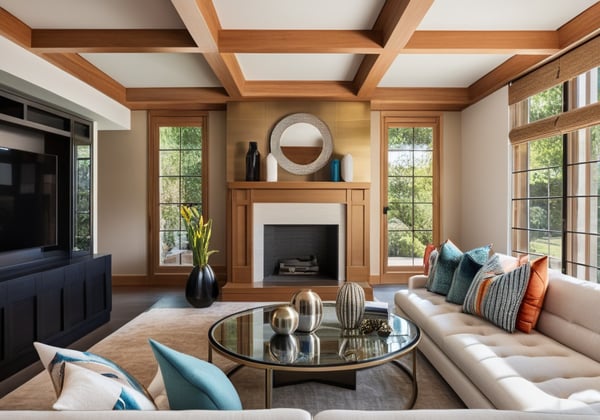VIRTUALLY STAGED: Lighter walls, altered fireplace and contemporary furnishings are reflected in this virtual photo.