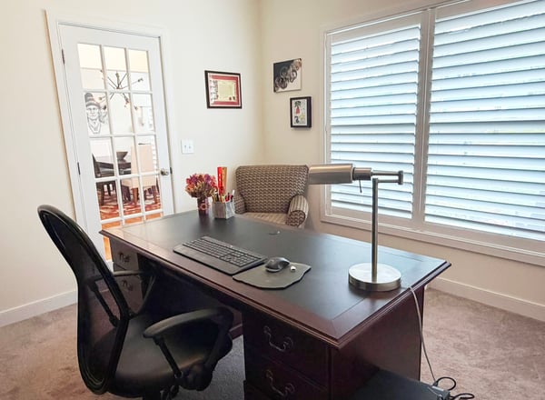 Office w/ Single French Door & Window Shutters