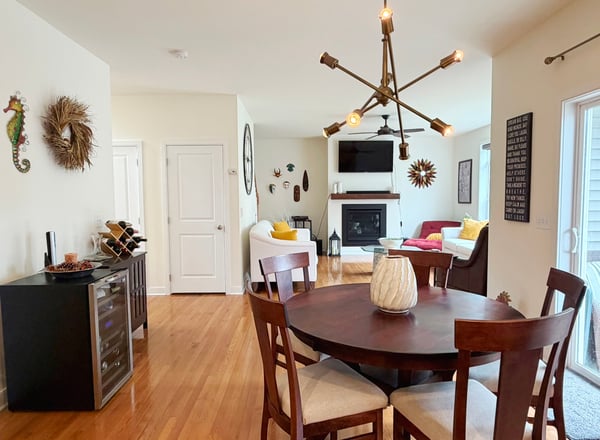 Kitchen Dining Area with Chandelier